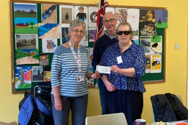 Jenny Knight receives a cheque donation