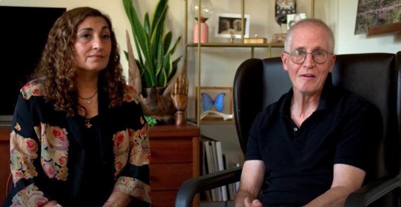 Neda and Bruce being filmed in their home for ITN programme