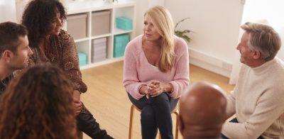 A support group chatting