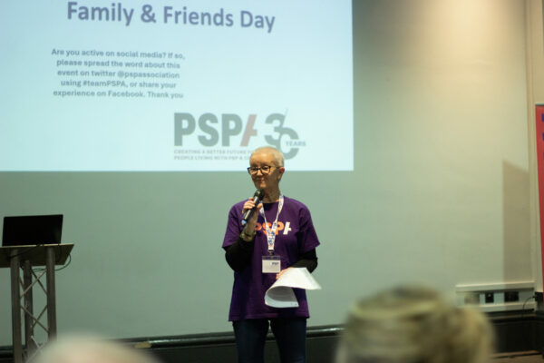 Carol Amirghiasvand welcomes attendees to the Leeds Family and Friends Day