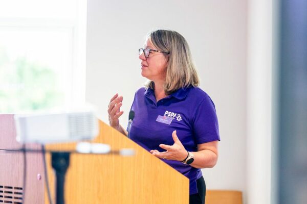 Julia Brown, Helpline Manager, speaks at the Stirling Family and Friends Day
