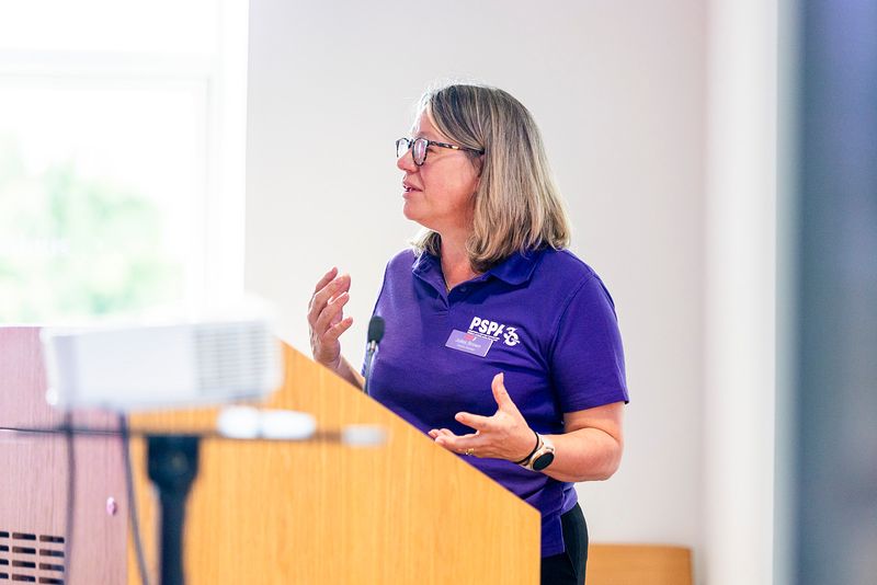 Julia Brown, Helpline Manager, speaks at the Stirling Family and Friends Day