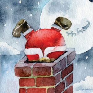 2025 Christmas Cards - Santa Stuck Down the Chimney